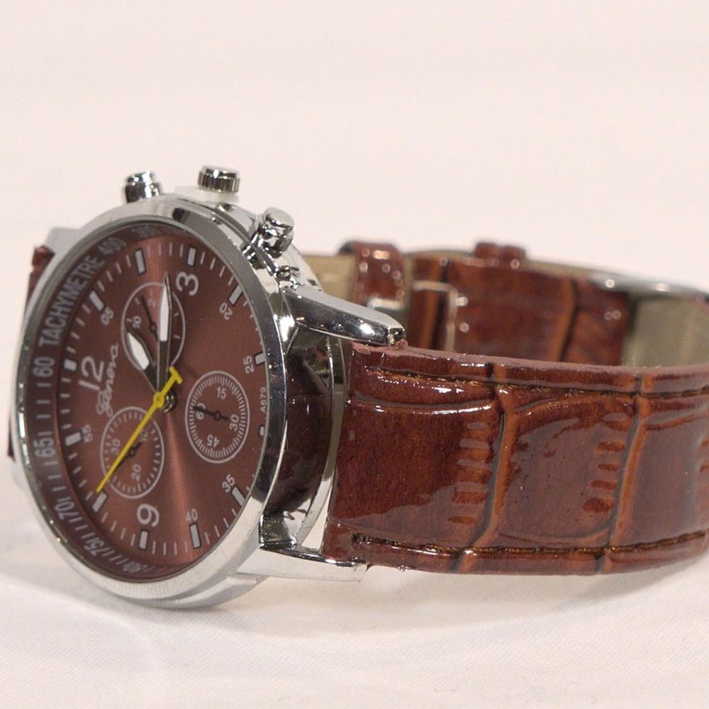 NEW Men's Brown Military Pin Watch